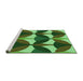 Sideview of Machine Washable Transitional Dark Forest Green Rug, wshpat3021grn