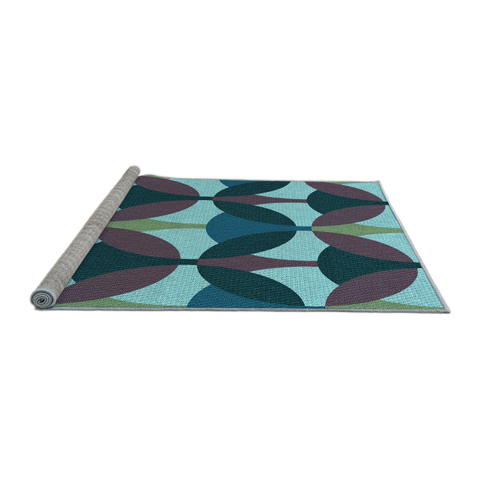 Sideview of Machine Washable Transitional Dark Blue Grey Blue Rug, wshpat3021lblu