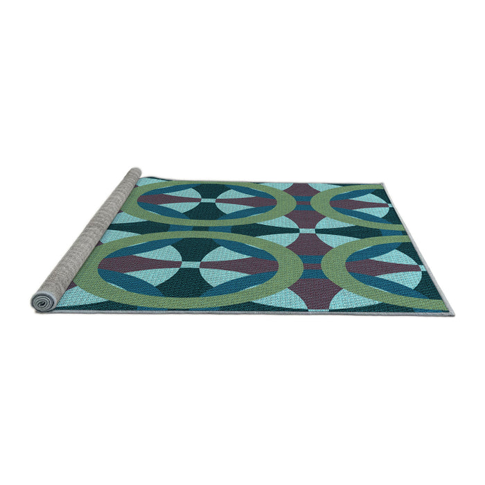 Sideview of Machine Washable Transitional Blue Rug, wshpat3022lblu