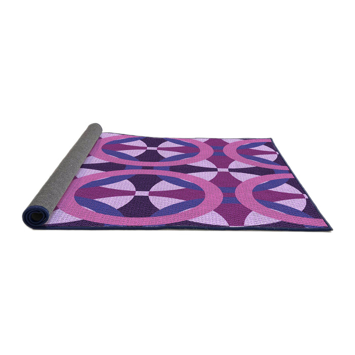 Thickness of Patterned Dark Magenta Purple Rug, pat3022pur