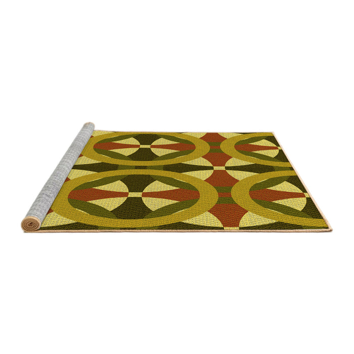 Sideview of Machine Washable Transitional Yellow Rug, wshpat3022yw