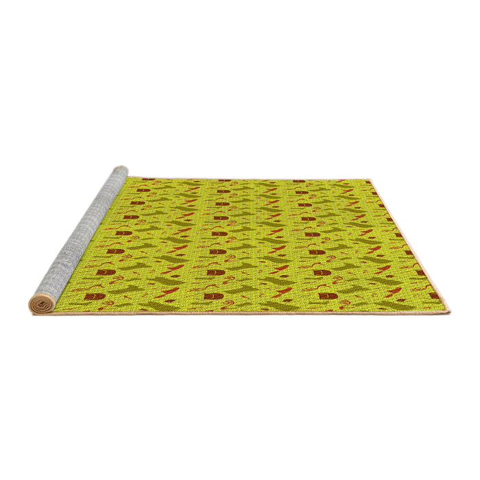 Sideview of Machine Washable Transitional Yellow Rug, wshpat3023yw