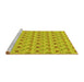 Sideview of Machine Washable Transitional Yellow Rug, wshpat3023yw