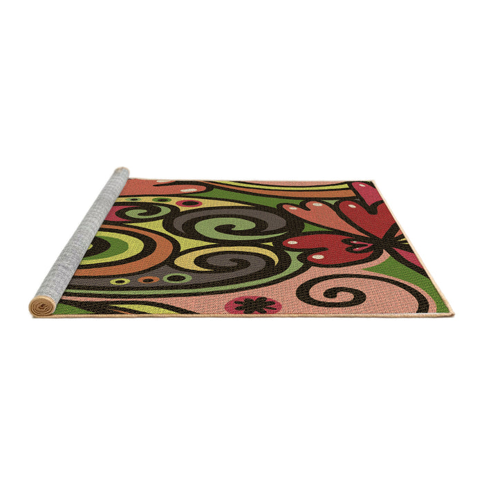 Sideview of Machine Washable Transitional Night Red Rug, wshpat3024brn