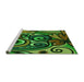 Sideview of Machine Washable Transitional Dark Forest Green Rug, wshpat3024grn