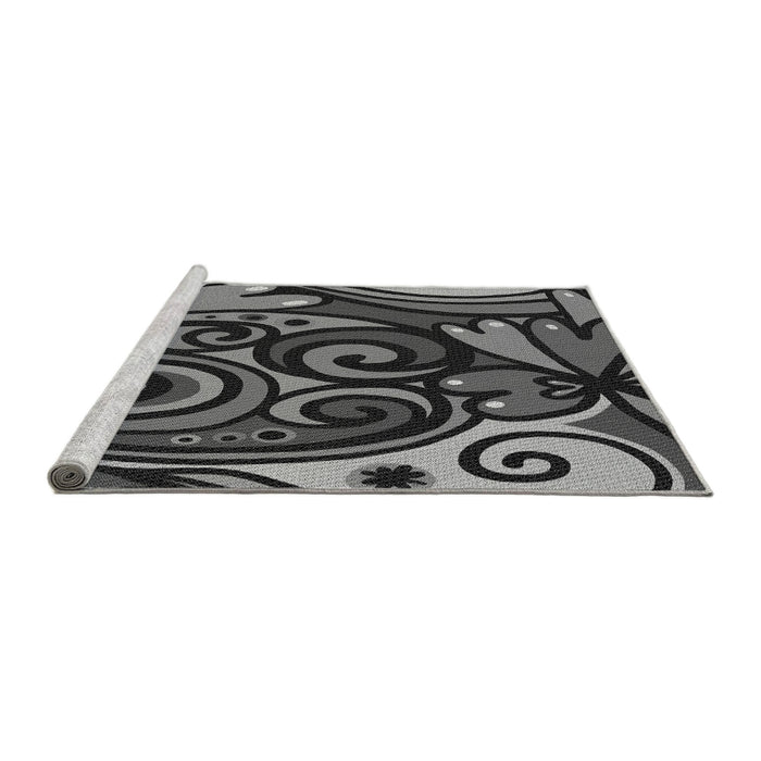 Sideview of Machine Washable Transitional Charcoal Black Rug, wshpat3024gry