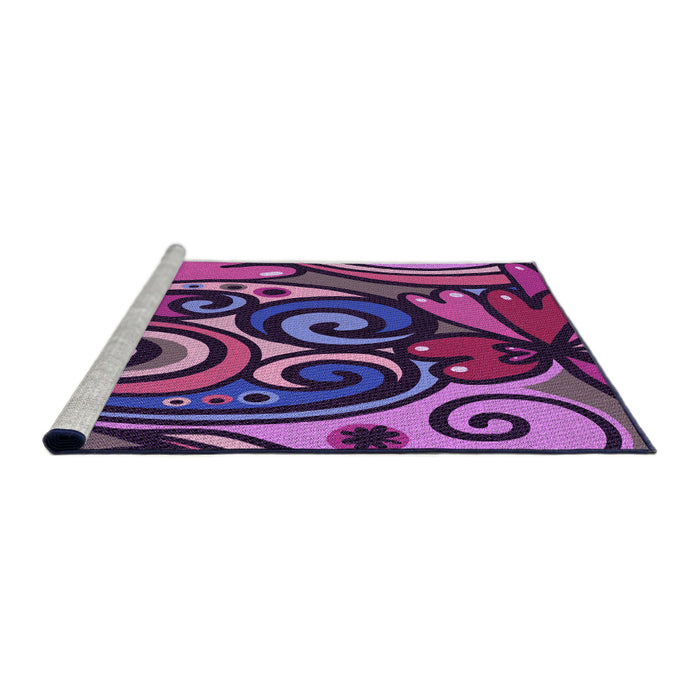 Sideview of Machine Washable Transitional Plum Velvet Purple Rug, wshpat3024pur