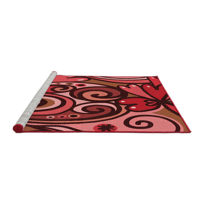 Sideview of Machine Washable Transitional Orange Rug, wshpat3024rd