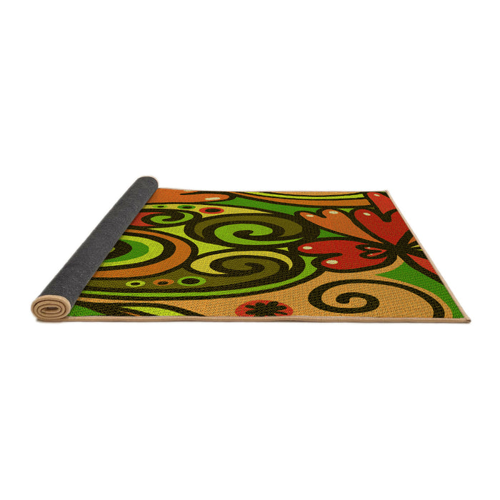 Thickness of Patterned Dark Golden Brown Rug, pat3024yw