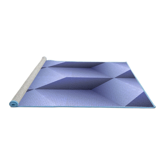 Sideview of Machine Washable Transitional Sky Blue Rug, wshpat3025blu