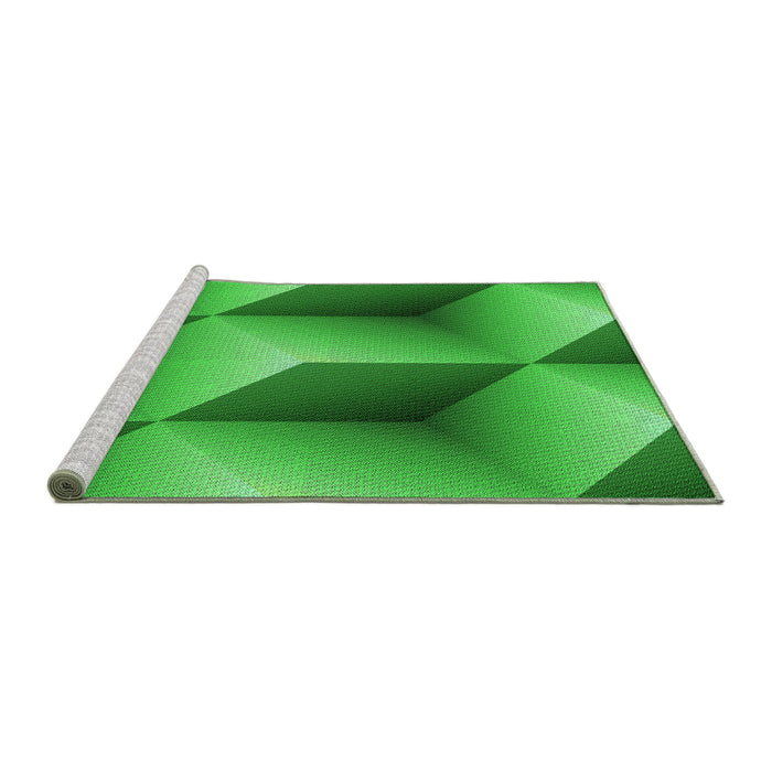 Sideview of Machine Washable Transitional Green Rug, wshpat3025grn