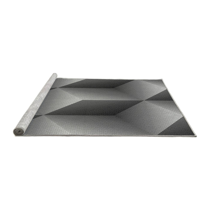 Sideview of Machine Washable Transitional Black Rug, wshpat3025gry