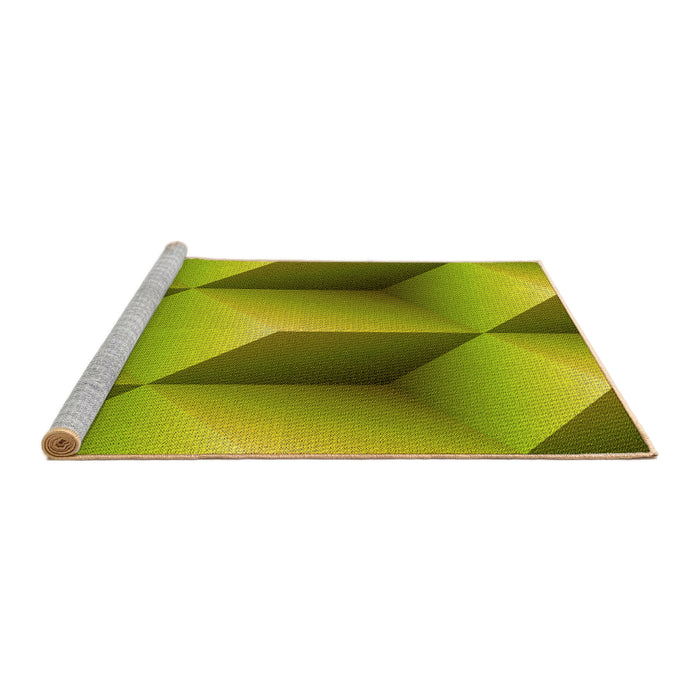 Sideview of Machine Washable Transitional Green Rug, wshpat3025yw