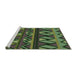 Sideview of Machine Washable Transitional Green Rug, wshpat3029grn