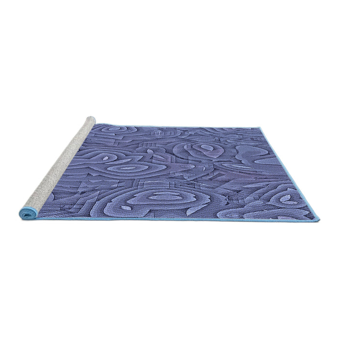 Sideview of Machine Washable Transitional Blue Rug, wshpat303blu