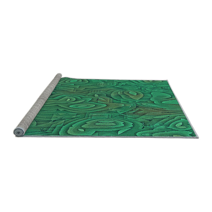 Sideview of Machine Washable Transitional Spring Green Rug, wshpat303lblu