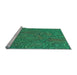 Sideview of Machine Washable Transitional Spring Green Rug, wshpat303lblu