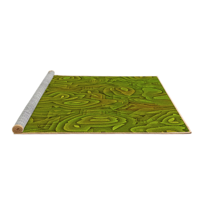 Sideview of Machine Washable Transitional Pistachio Green Rug, wshpat303yw