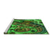 Sideview of Machine Washable Transitional Dark Forest Green Rug, wshpat3034grn