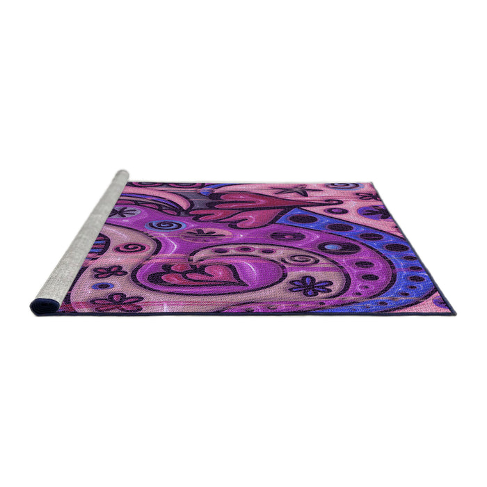 Sideview of Machine Washable Transitional Dark Magenta Purple Rug, wshpat3034pur