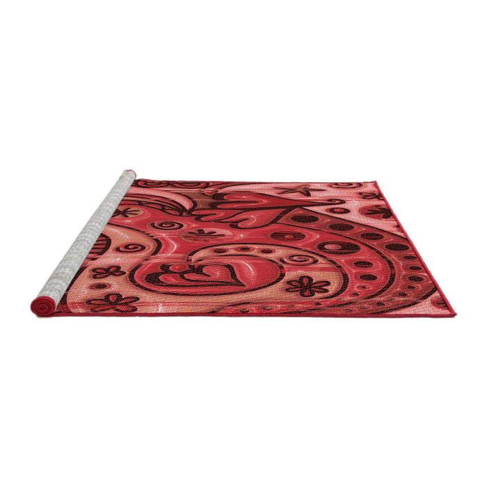 Sideview of Machine Washable Transitional Red Rug, wshpat3034rd