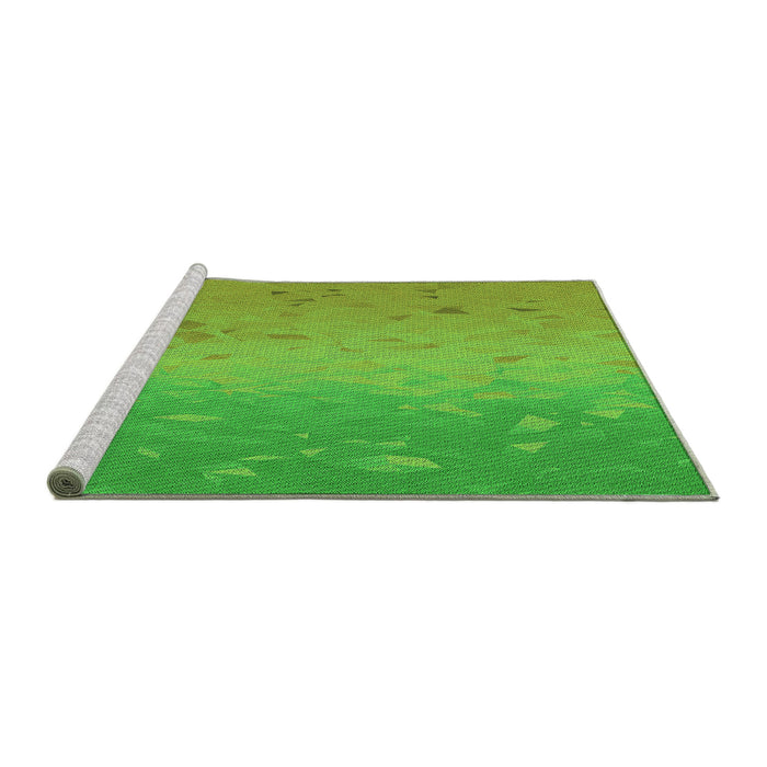 Sideview of Machine Washable Transitional Green Rug, wshpat304grn
