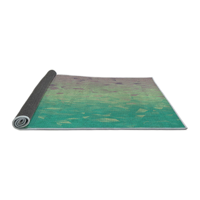 Thickness of Patterned Camouflage Green Rug, pat304lblu