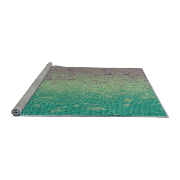 Sideview of Machine Washable Transitional Camouflage Green Rug, wshpat304lblu