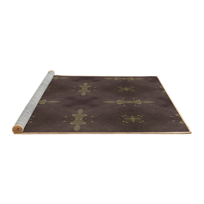 Sideview of Machine Washable Transitional Burgundy Brown Rug, wshpat3045brn