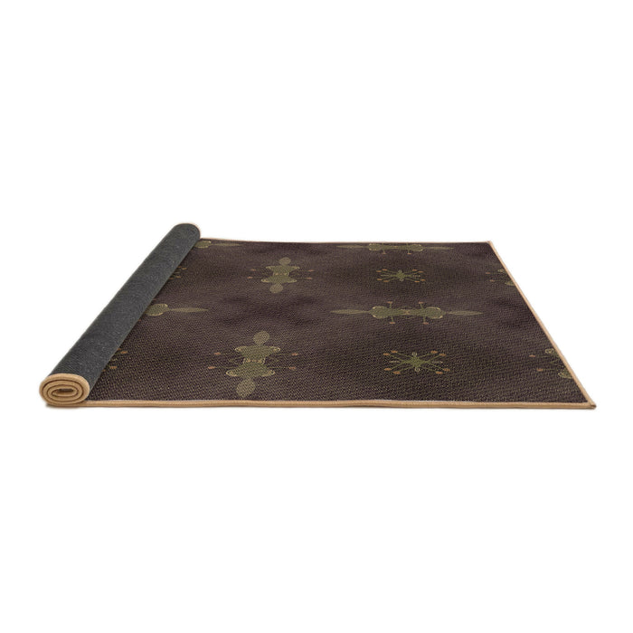 Thickness of Patterned Burgundy Brown Rug, pat3045brn