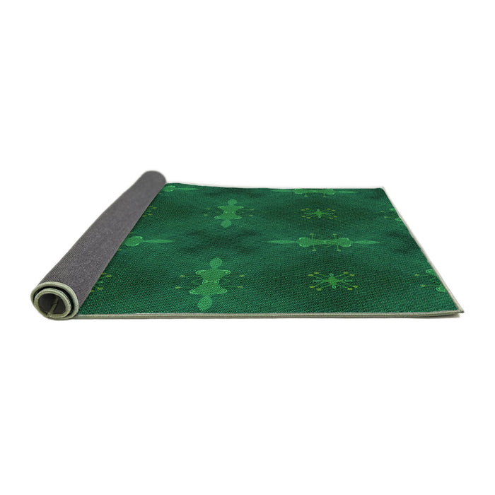 Thickness of Patterned Deep Teal Green Rug, pat3045grn