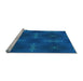 Sideview of Machine Washable Transitional Blueberry Blue Rug, wshpat3045lblu