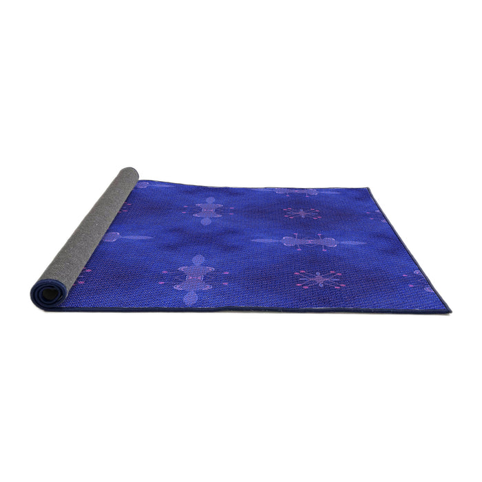 Thickness of Patterned Blue Orchid Blue Rug, pat3045pur