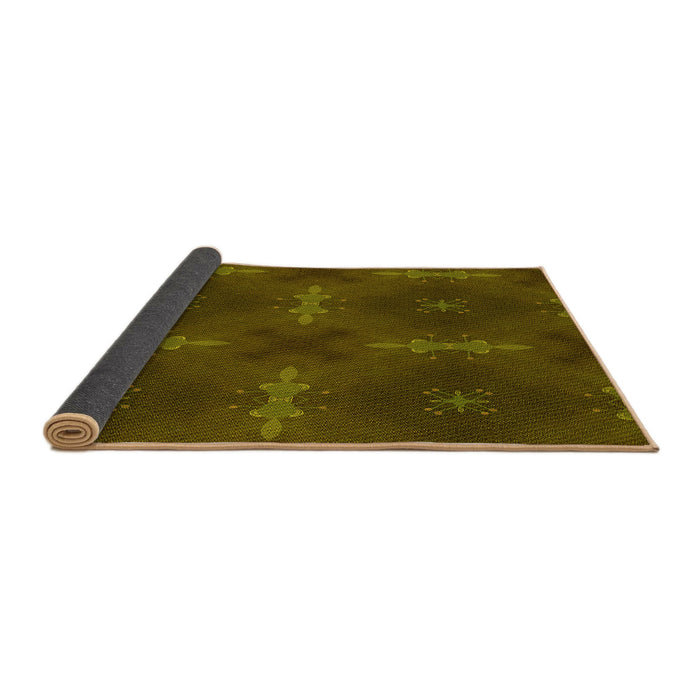 Thickness of Patterned Dark Yellow Green Rug, pat3045yw