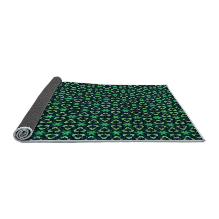 Thickness of Patterned Deep Teal Green Rug, pat3046lblu
