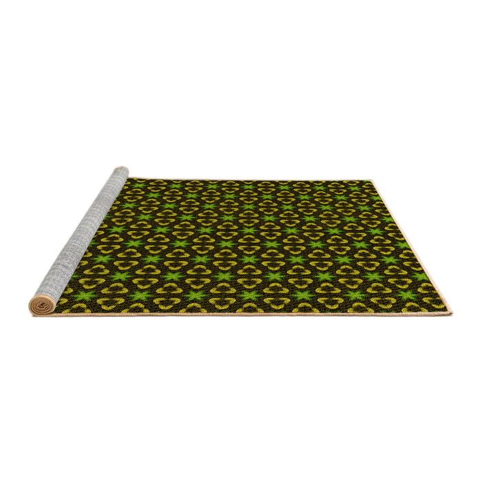 Sideview of Machine Washable Transitional Dark Yellow Green Rug, wshpat3046yw