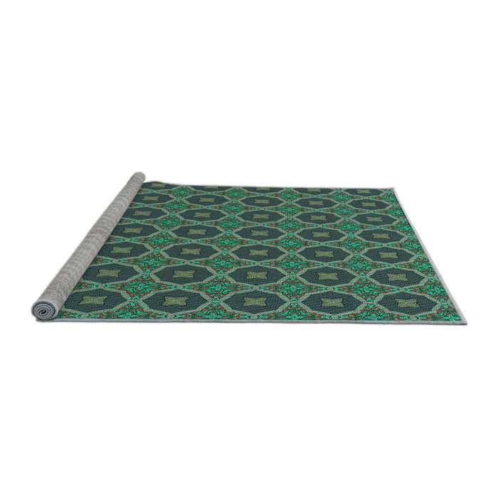 Sideview of Machine Washable Transitional Mint Green Rug, wshpat3055lblu
