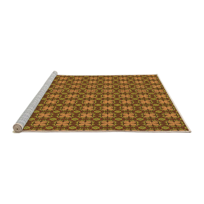 Sideview of Machine Washable Transitional Saffron Red Rug, wshpat3056org