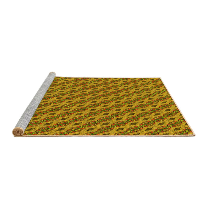 Sideview of Machine Washable Transitional Yellow Rug, wshpat3057yw