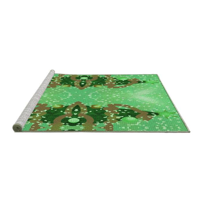 Sideview of Machine Washable Transitional Dark Lime Green Rug, wshpat3058grn
