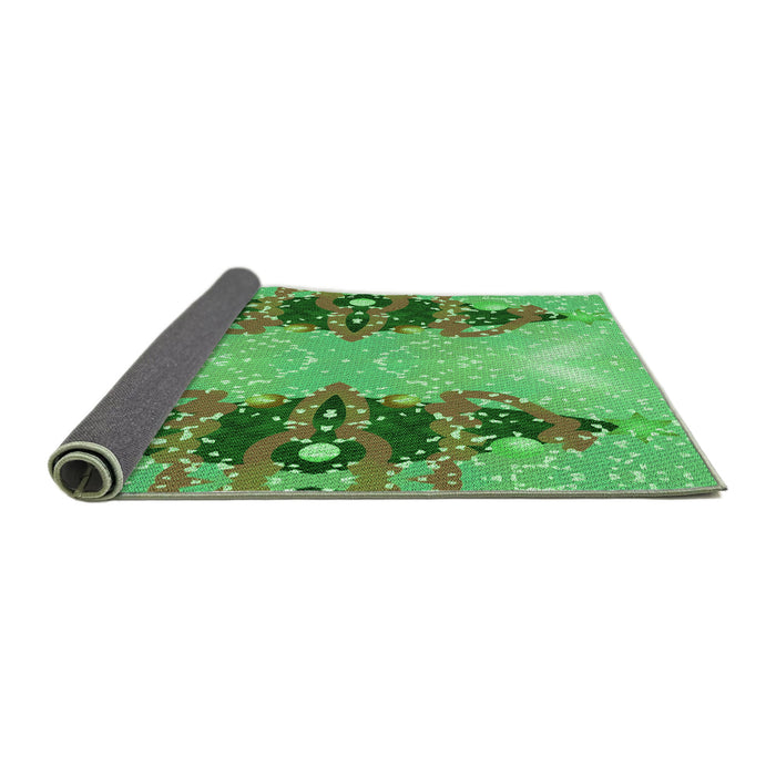 Thickness of Patterned Dark Lime Green Rug, pat3058grn