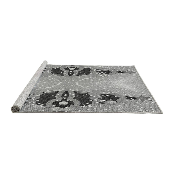 Sideview of Machine Washable Transitional Silver Gray Rug, wshpat3058gry