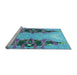 Sideview of Machine Washable Transitional Glacial Blue Ice Blue Rug, wshpat3058lblu