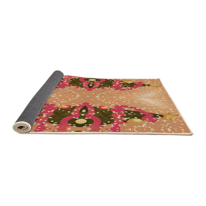 Thickness of Patterned Yellow Orange Rug, pat3058org