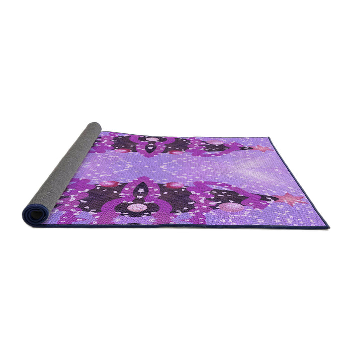 Thickness of Patterned Dark Orchid Purple Rug, pat3058pur