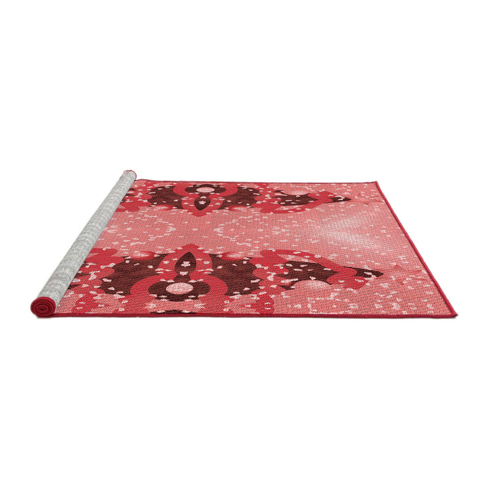 Sideview of Machine Washable Transitional Light Coral Pink Rug, wshpat3058rd