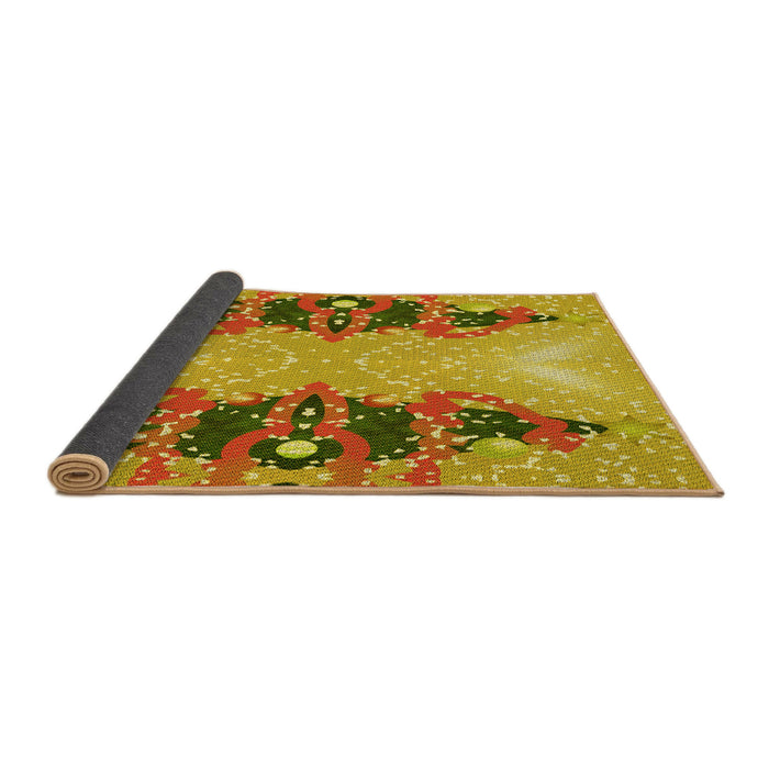 Thickness of Patterned Bright Gold Yellow Rug, pat3058yw