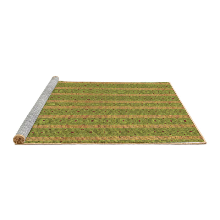 Sideview of Machine Washable Transitional Dark Yellow Green Rug, wshpat3059brn