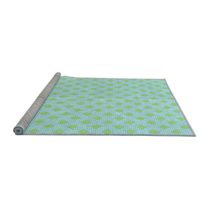Sideview of Machine Washable Transitional Medium Turquoise Green Rug, wshpat307lblu