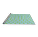 Sideview of Machine Washable Transitional Medium Turquoise Green Rug, wshpat307lblu